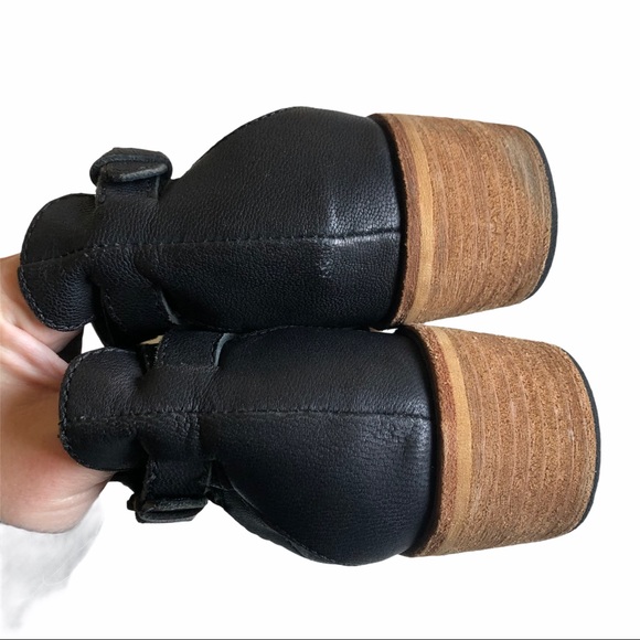 ANTHROPOLOGIE GEE WAWA Black Leather Shalma Heeled Sandals 9 - Picture 4 of 7